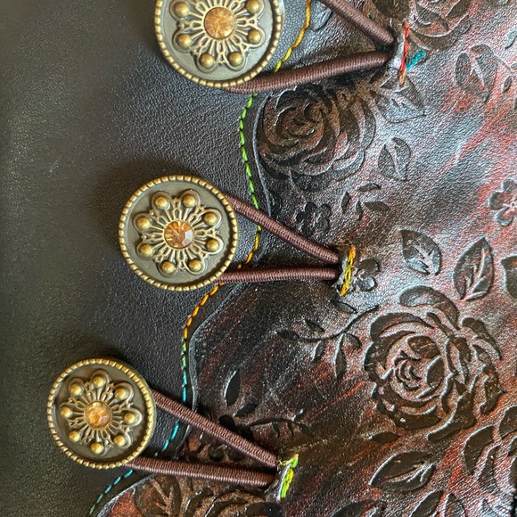 New Retro Handmade floral stitching button boots 37 (US 6) Black zip - Picture 5 of 17